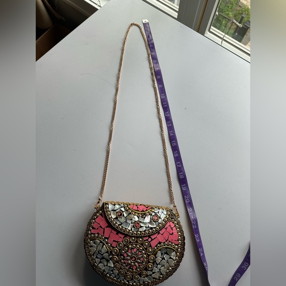 Ramla Beverly Hills Crossbody Clutch Pink Handmade Tiled Bag NWOT - Picture 6 of 10